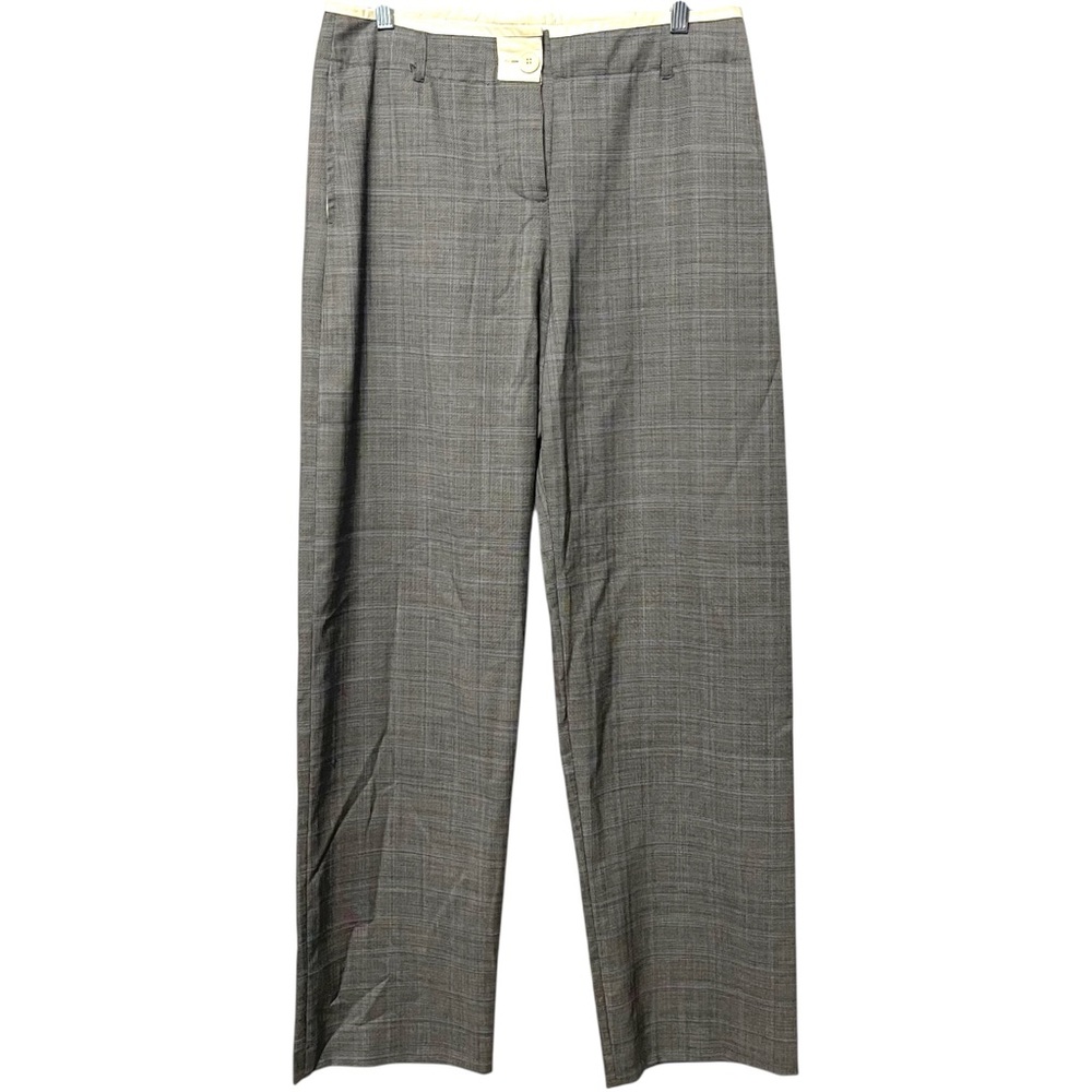 Tailored Gray Plaid Wide-Leg Trousers